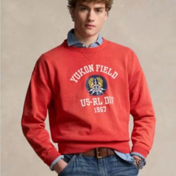 Ralph Lauren Red Crewneck Sweater Classic Style - Picture 1 of 10